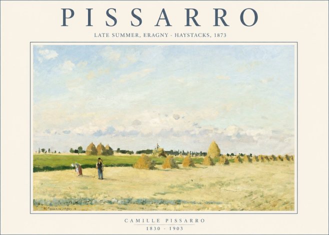 Pissarro Landscape with Haystacks, 1873 No2 - Plakat