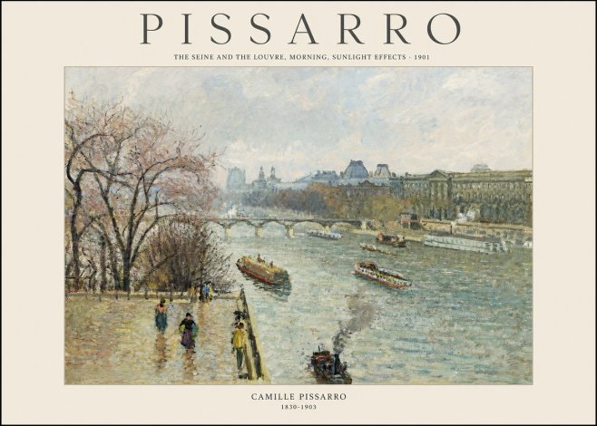 Pissarro The Seine and the Louvre, Morning, Sunlight Effects - 1901 No1 - Plakat