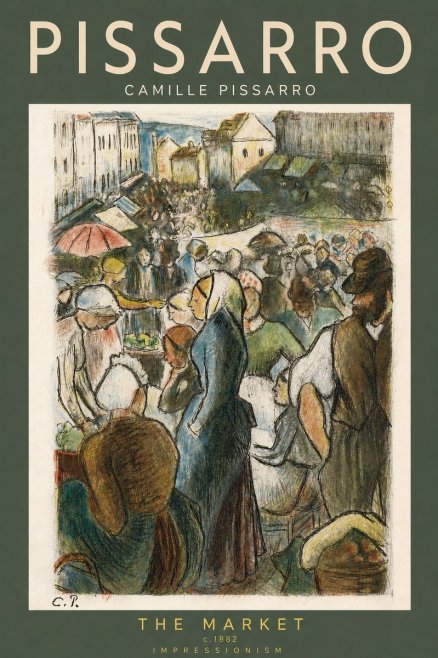 Pissarro The Market, Pontoise No2 - Plakat