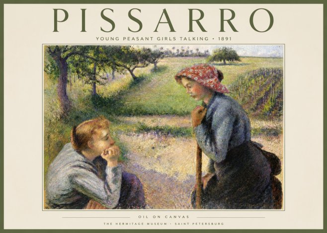 Pissarro Young Peasant Girls Talking No2 - Plakat