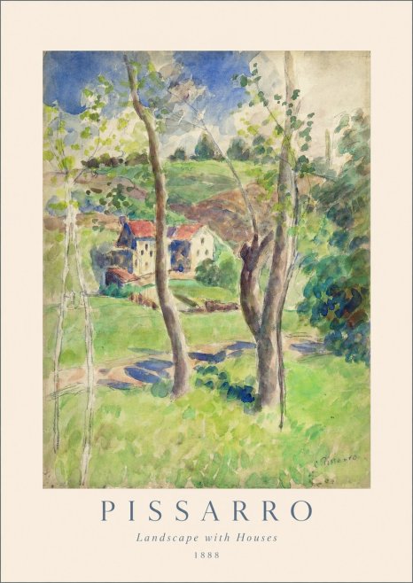 Pissarro Landscape with Houses No1 - Plakat