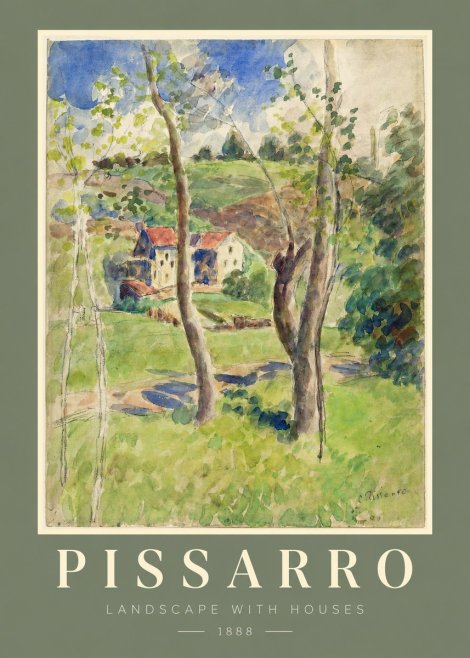 Pissarro Landscape with Houses No2 - Plakat