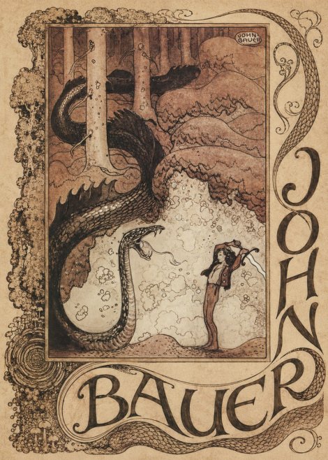 John Bauer The Boy and the Serpent No3 - Plakat