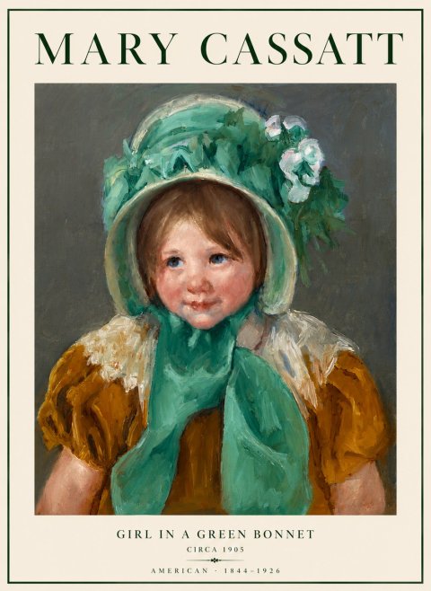 Mary Cassatt Girl in a Green Bonnet No5 - Plakat