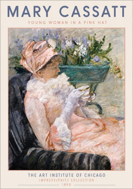 Mary Cassatt Young Woman in a Pink Hat No4 - Plakat