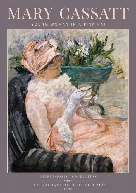 Mary Cassatt Young Woman in a Pink Hat No5 - Plakat