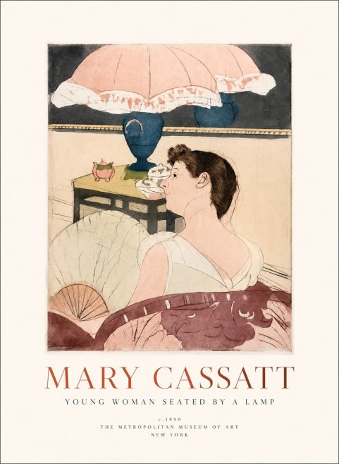 Mary Cassatt Young Woman Seated by a Lamp No1 - Plakat