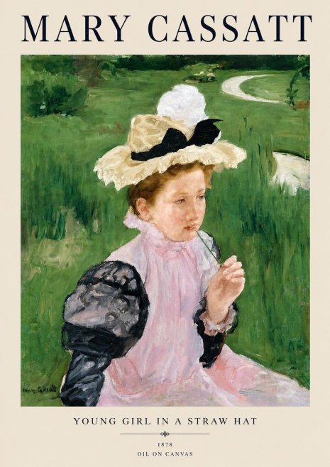 Mary Cassatt Young Girl in a Straw Hat No4 - Plakat