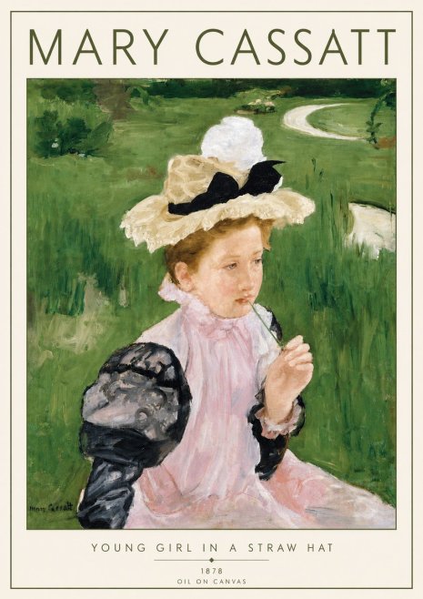 Mary Cassatt Young Girl in a Straw Hat No5 - Plakat
