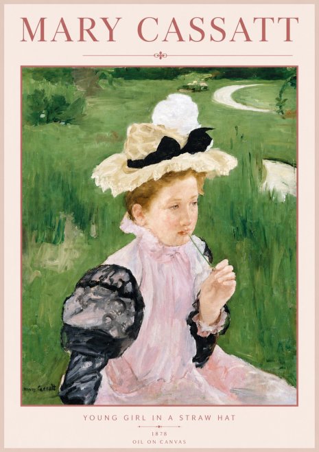 Mary Cassatt Young Girl in a Straw Hat No6 - Plakat