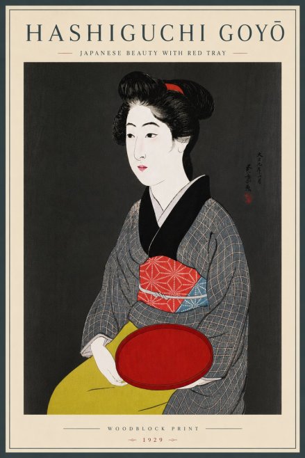 Hashiguchi Goyō Japanese Beauty with Red Tray No6 - Plakat