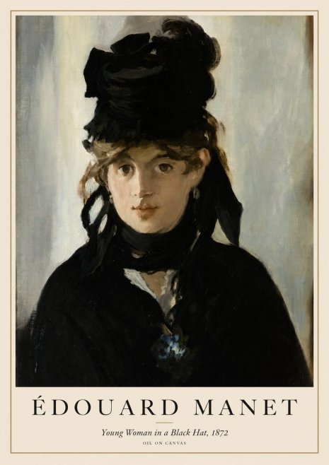 Édouard Manet Young Woman in a Black Hat, 1872 No1 - Plakat