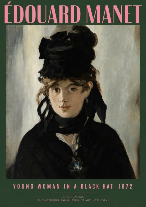 Édouard Manet Young Woman in a Black Hat, 1872 No2 - Plakat