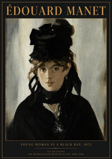 Édouard Manet Young Woman in a Black Hat, 1872 No5 - Plakat