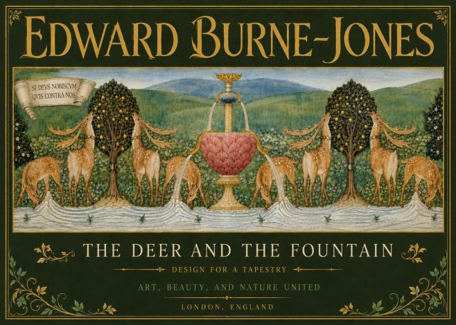 Edward Burne-Jones The Deer and the Fountain No5 - Plakat