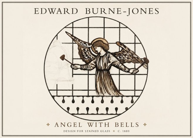 Edward Burne-Jones Angel with Bells (Study) No2 - Plakat
