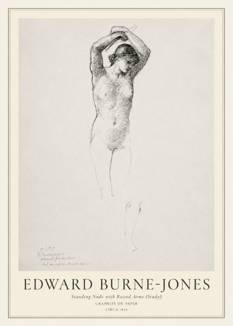 Edward Burne-Jones Standing Nude with Raised Arms (Study) No1 - Plakat