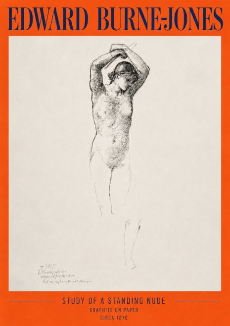 Edward Burne-Jones Standing Nude with Raised Arms (Study) No2 - Plakat