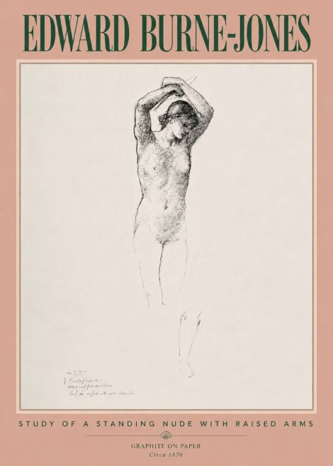 Edward Burne-Jones Standing Nude with Raised Arms (Study) No5 - Plakat