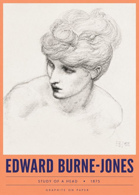 Edward Burne-Jones Study of a Head No3 - Plakat
