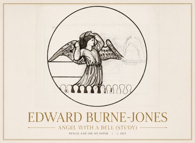 Edward Burne-Jones Angel with a Bell (Study) No1 - Plakat