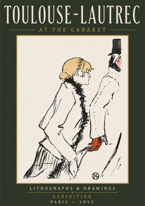 Toulouse-Lautrec At the Cabaret No6 - Plakat