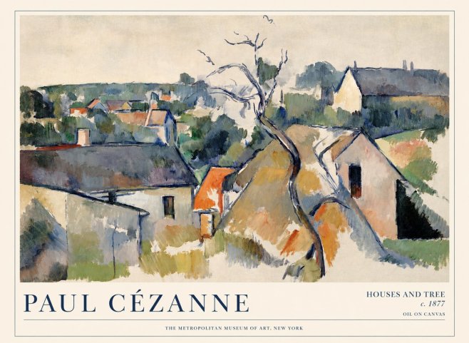 Paul Cézanne Houses and Tree No1 - Plakat