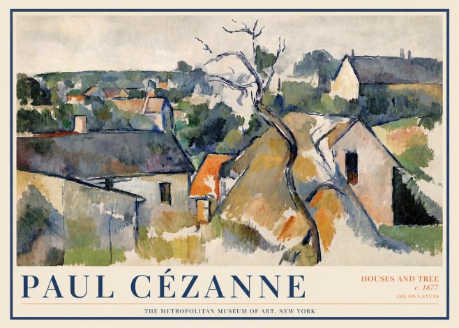 Paul Cézanne Houses and Tree No4 - Plakat