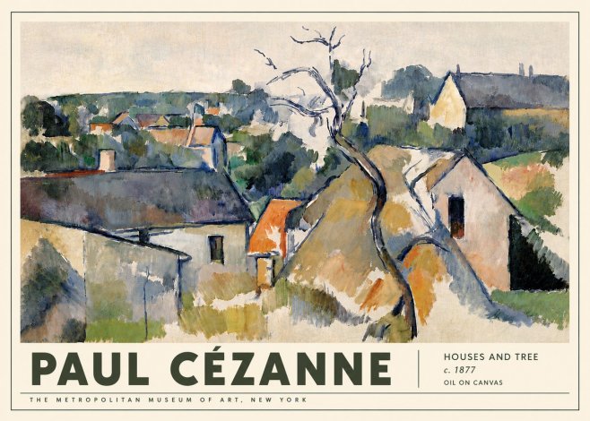 Paul Cézanne Houses and Tree No5 - Plakat