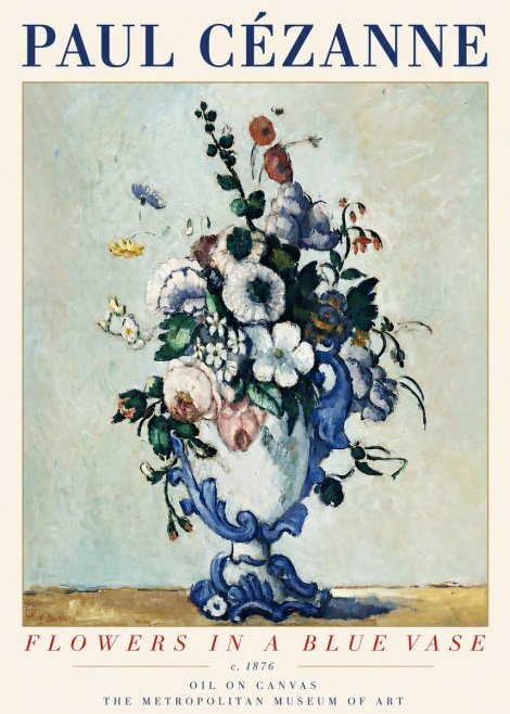 Paul Cézanne Flowers in a Blue Vase No3 - Plakat