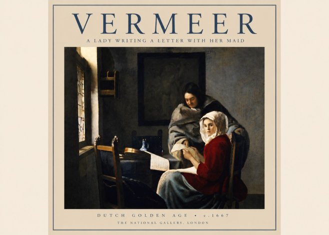 Vermeer A Lady Writing a Letter with Her Maid I No4 - Plakat