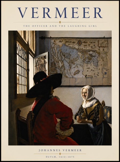 Vermeer The Officer and the Laughing Girl No5 - Plakat