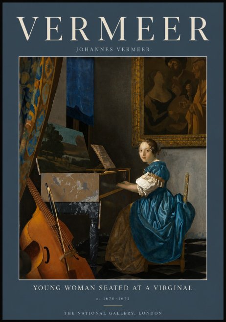 Vermeer Young Woman Seated at a Virginal No5 - Plakat