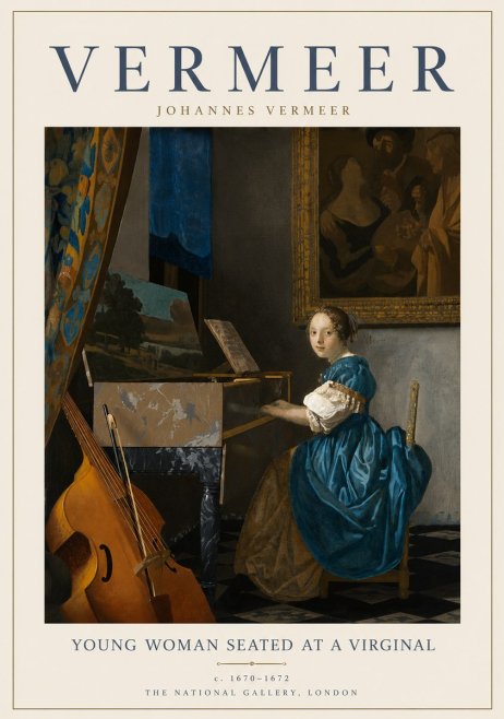 Vermeer Young Woman Seated at a Virginal No6 - Plakat