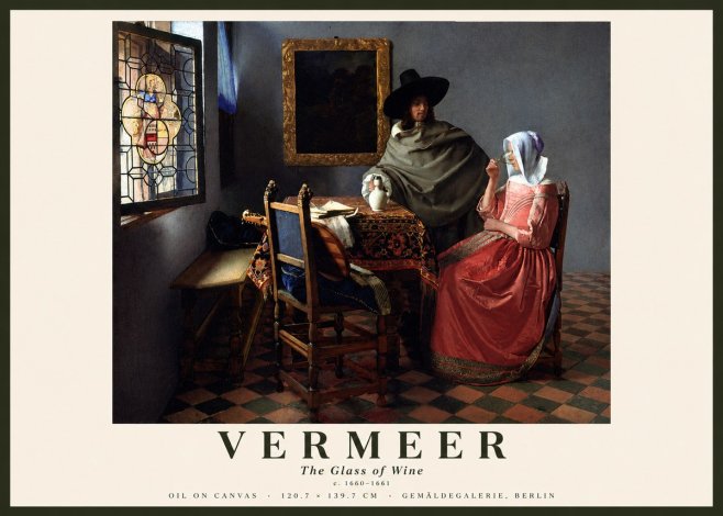 Vermeer The Glass of Wine No3 - Plakat