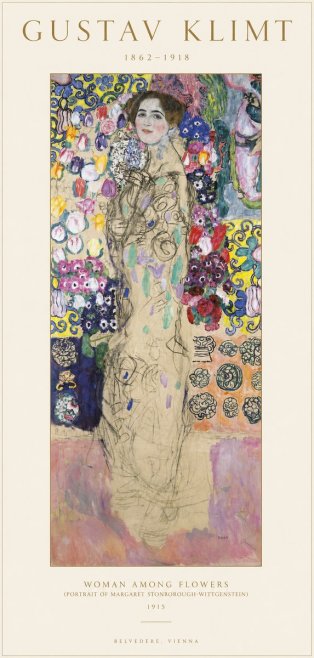 Klimt Woman Among Flowers No1 - Plakat