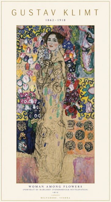 Klimt Woman Among Flowers No5 - Plakat