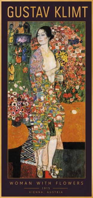 Klimt Woman with Flowers No2 - Plakat