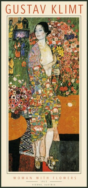 Klimt Woman with Flowers No3 - Plakat