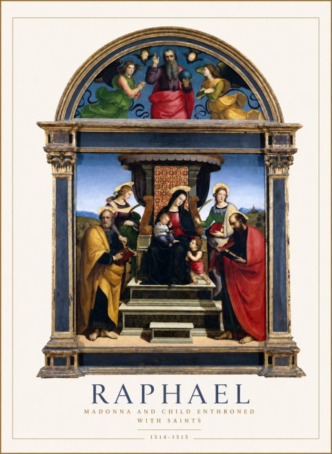 Raphael Madonna and Child Enthroned with Saints No1 - Plakat