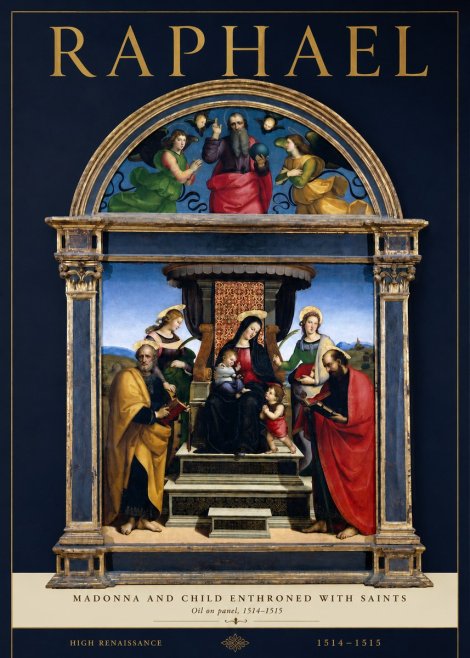Raphael Madonna and Child Enthroned with Saints No2 - Plakat