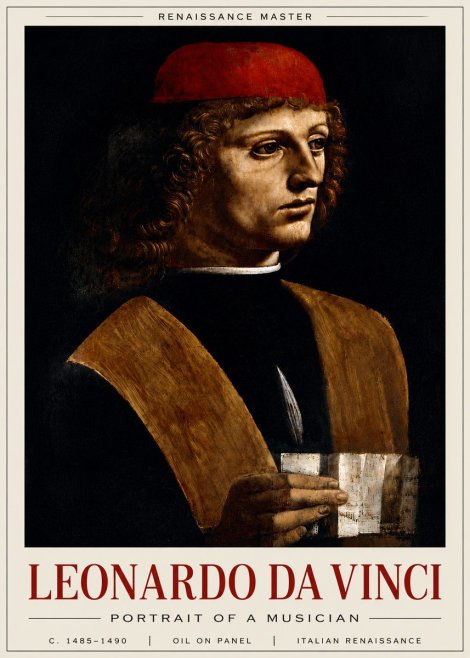 Leonardo da Vinci Portrait of a Musician No6 - Plakat