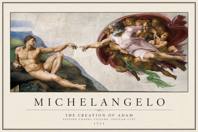 Michelangelo The Creation of Adam No3 - Plakat