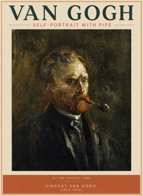 Van Gogh Self-portrait with Pipe No2 - Plakat