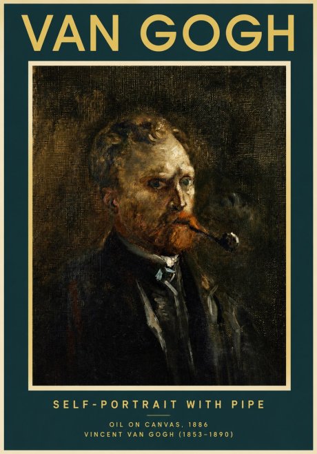 Van Gogh Self-portrait with Pipe No3 - Plakat