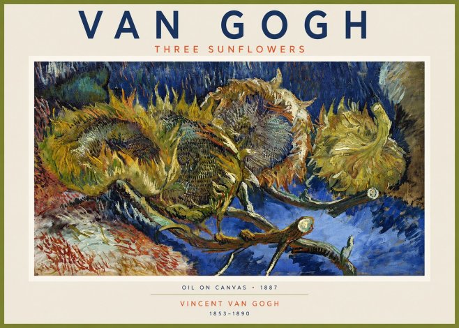 Van Gogh Three Sunflowers No2 - Plakat