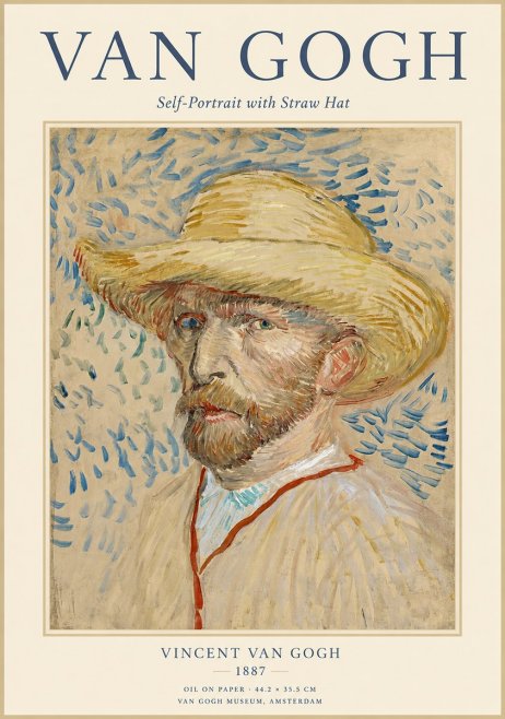 Van Gogh Self-portrait with Straw Hat II No1 - Plakat