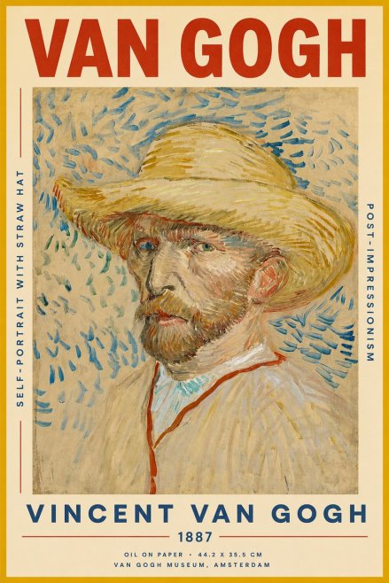 Van Gogh Self-portrait with Straw Hat No2 - Plakat