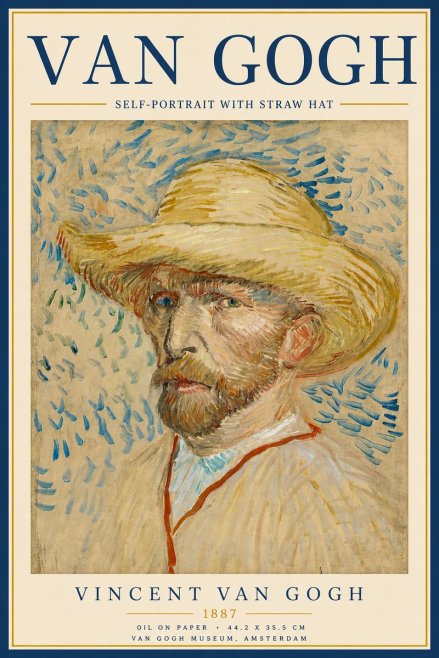 Van Gogh Self-portrait with Straw Hat II No5 - Plakat