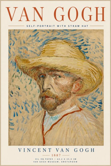 Van Gogh Self-portrait with Straw Hat No6 - Plakat